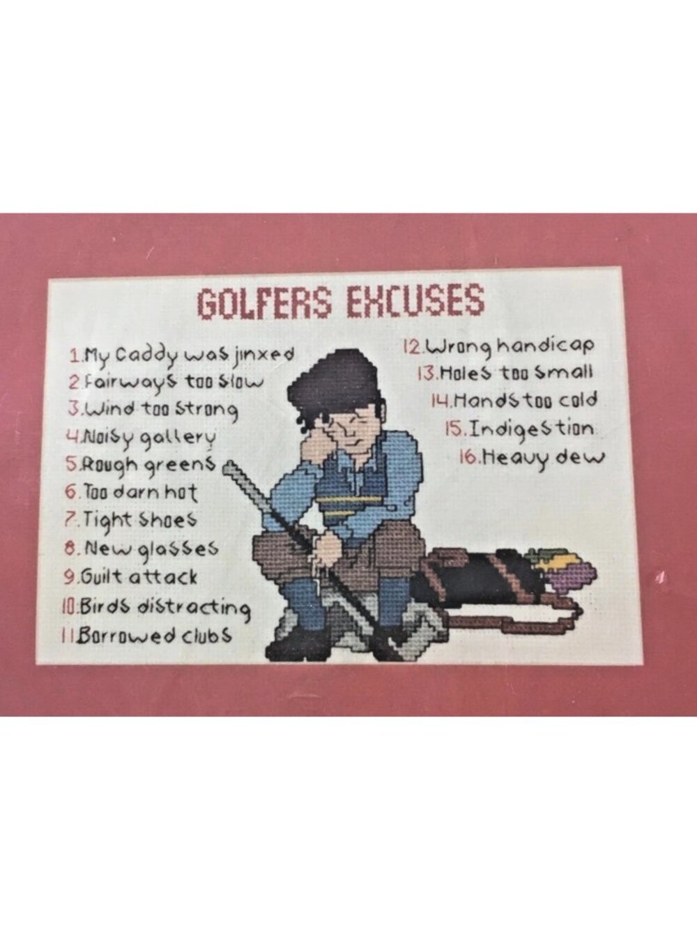 Cross Stitch Kit Studio M Your Needlecraft Connection Golfers Excuses 11137 New - Picture 4 of 5